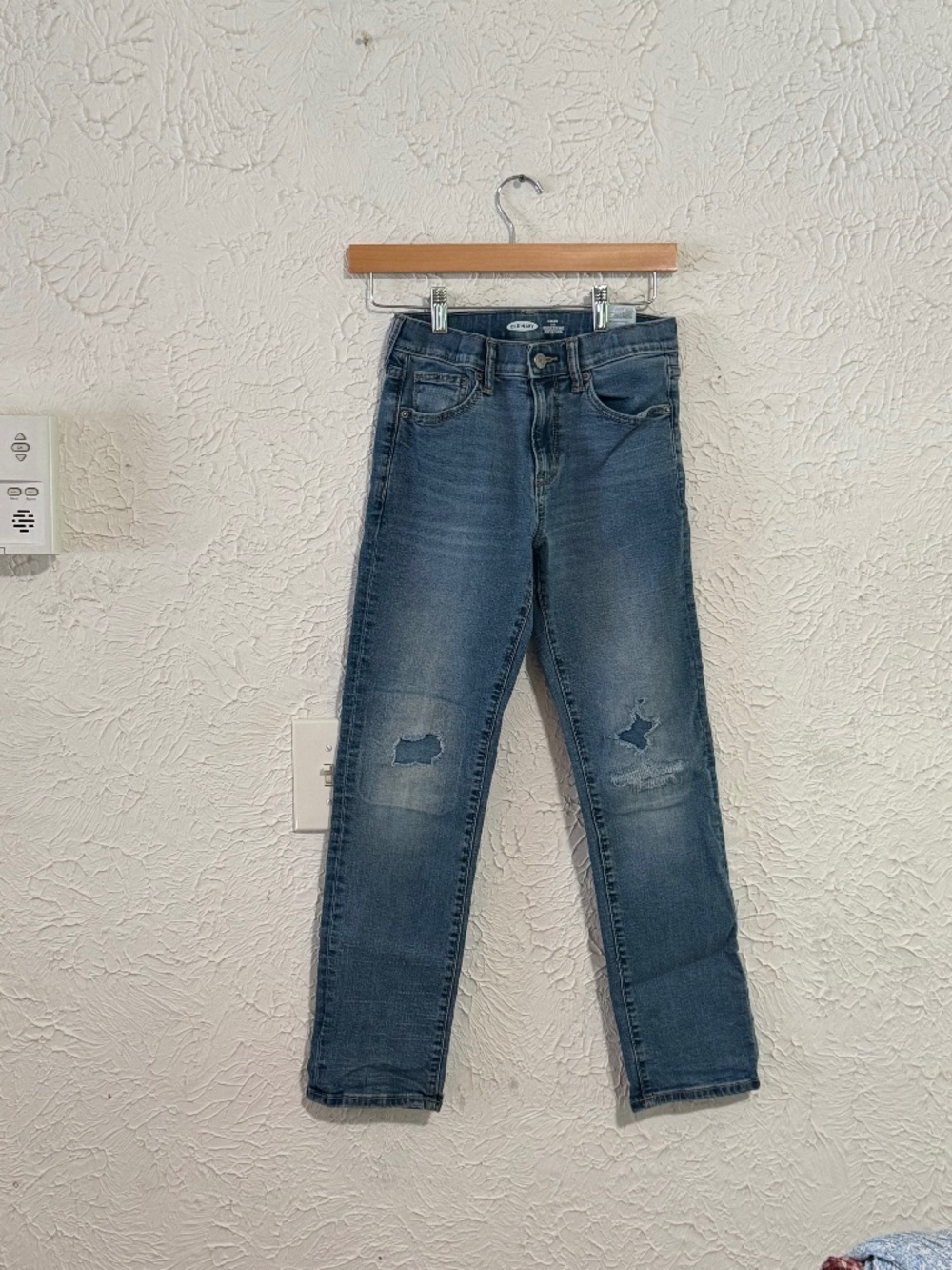 Old Navy Boys Slim Jeans Size 12 Distressed Light Wash Denim Pants